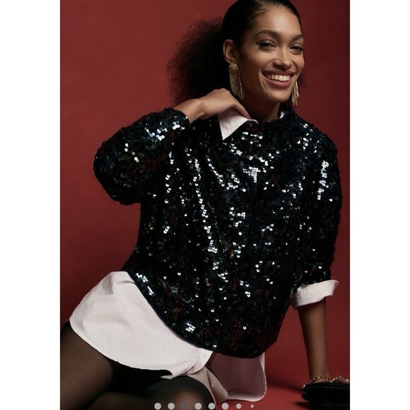 NWT Size 2X - The Alani Cashmere Mock-Neck Sweater: Sequin Black NWT US$ 248 - Picture 14 of 16